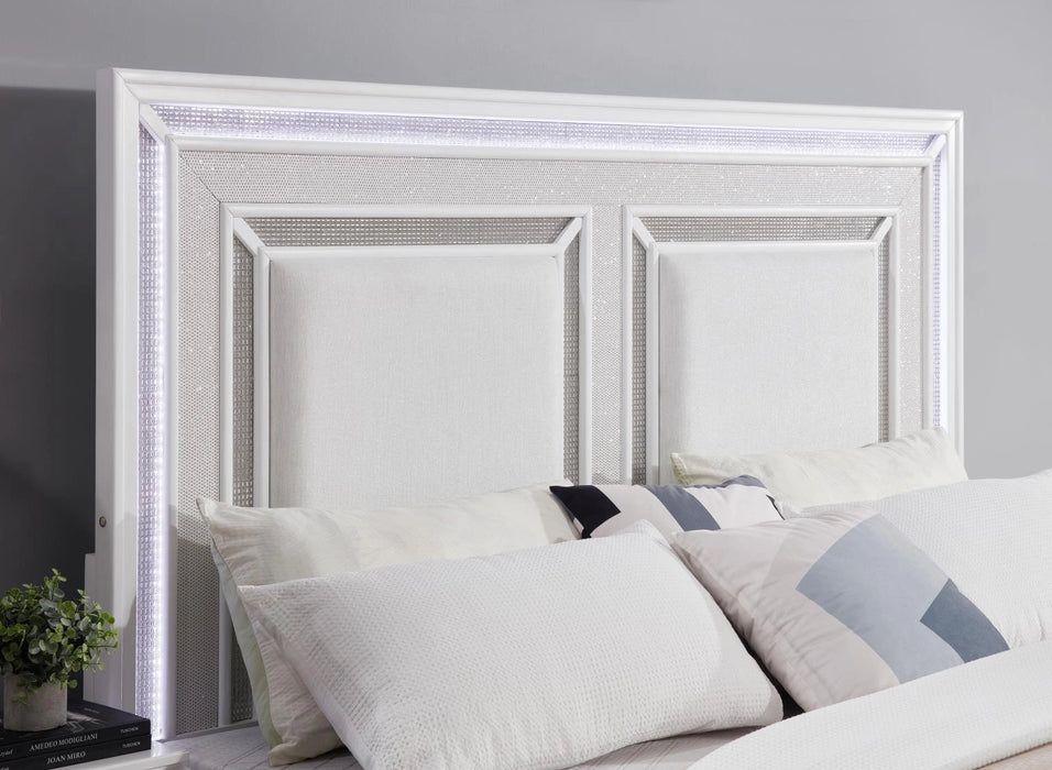 White Led Queen Bed