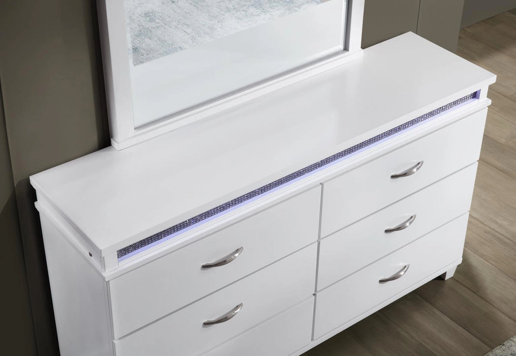 White Led Queen Bed