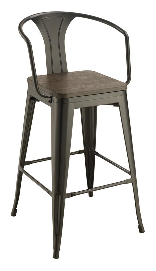 Cavalier Wooden Seat Bar Stools Dark Elm and Matte Black (Set of 2) image