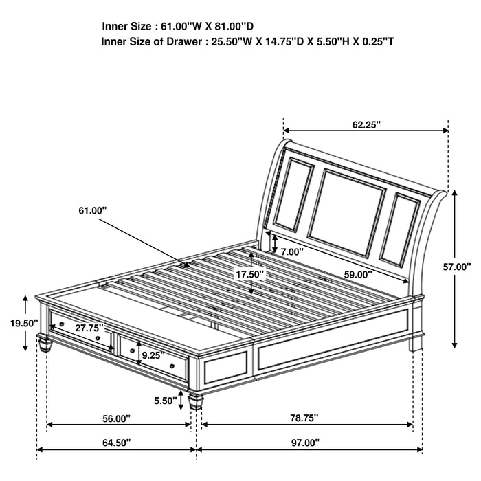 Sandy Beach Panel Platform Storage Bed