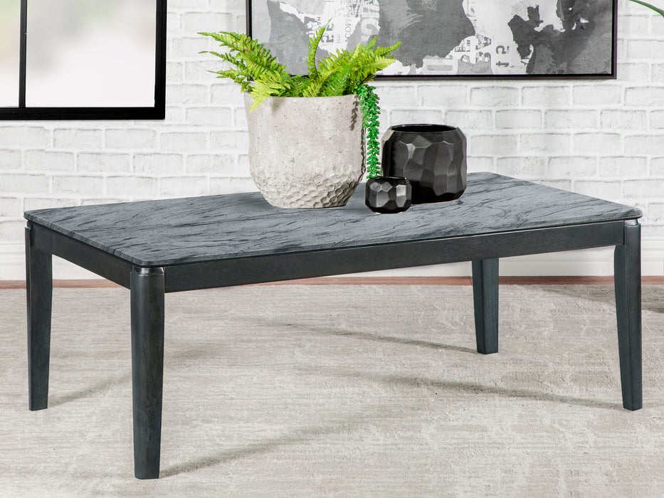 Mozzi Rectangular Coffee Table Faux Grey Marble and Black image