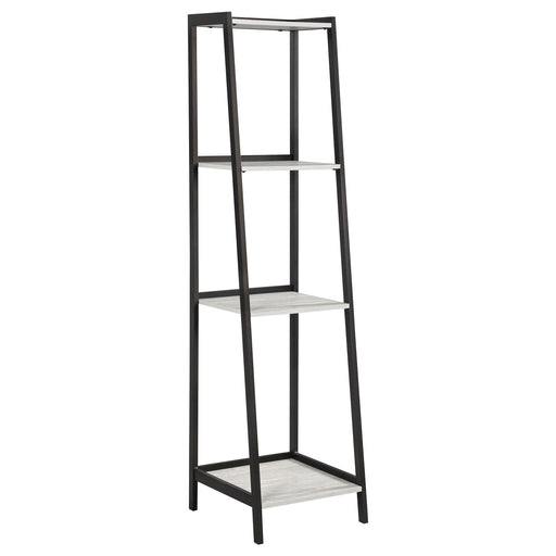 Pinckard 4-shelf Ladder Bookcase Grey Stone and Black image