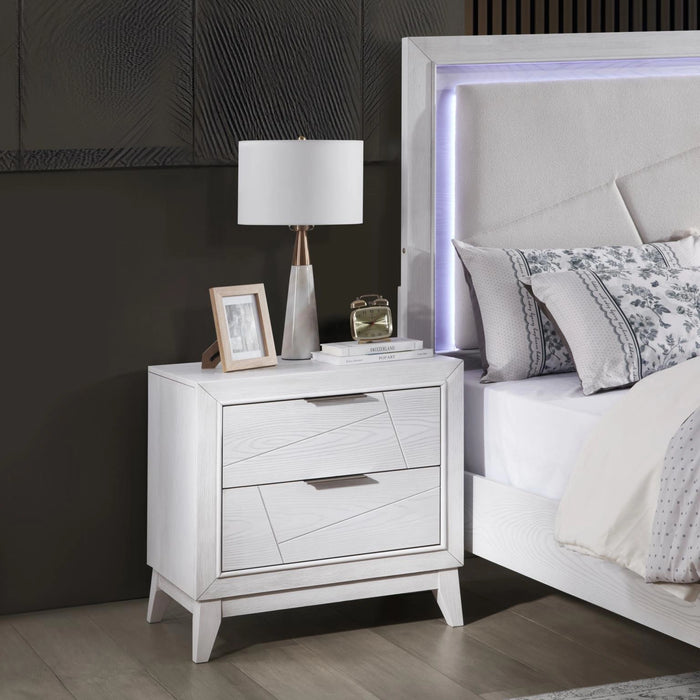 Led Queen Bed Antique White
