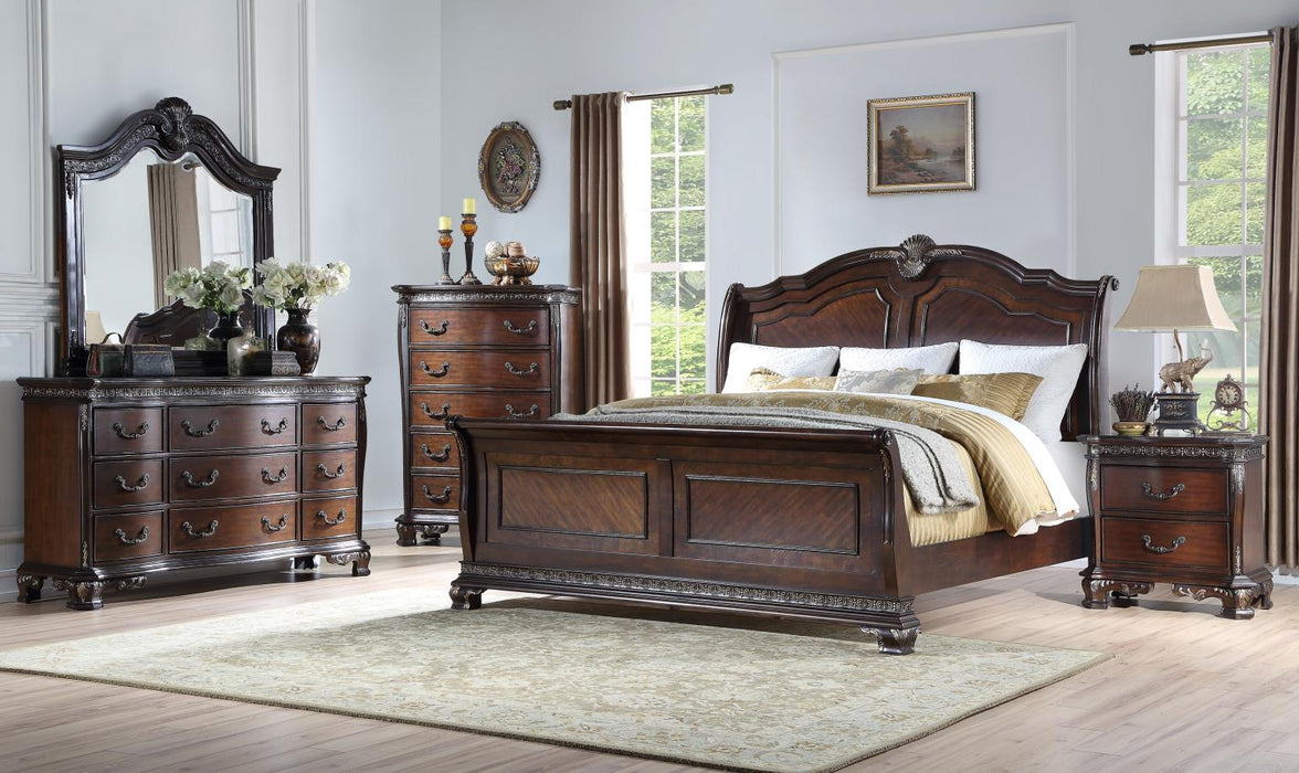 B058 Warm Brown Queen Bed