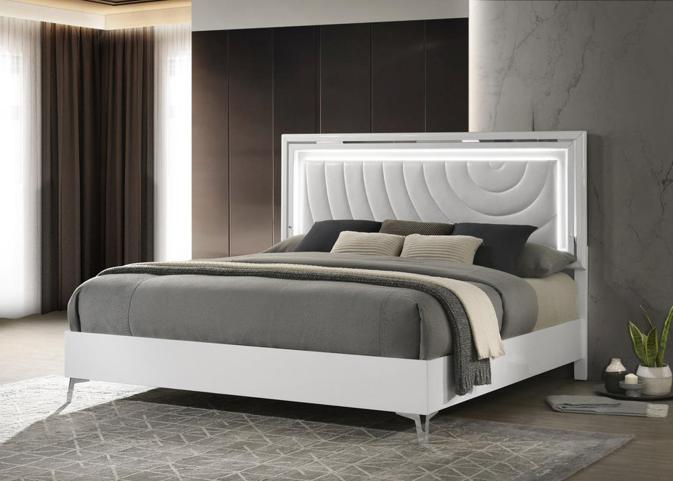 White Led Queen Bed
