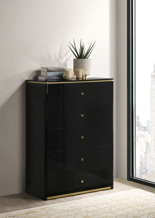Black/Gold Line King Bed