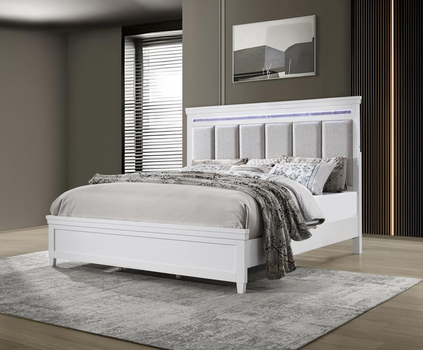 White Led Queen Bed