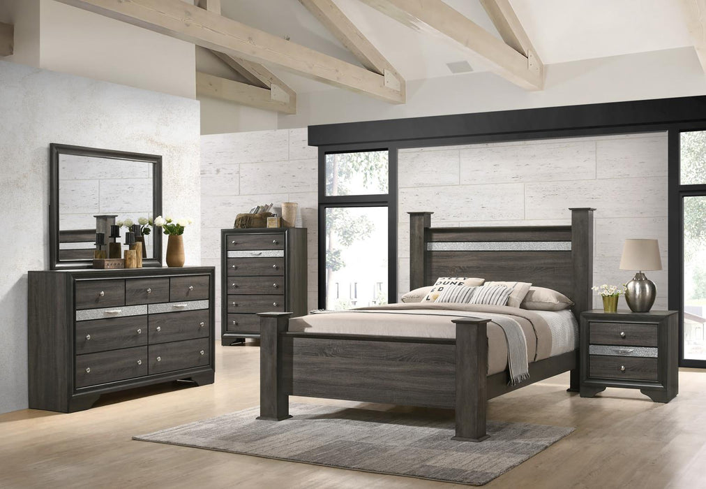 B341 King Bed Frame-Dresser-Mirror-Chest-Nightstand