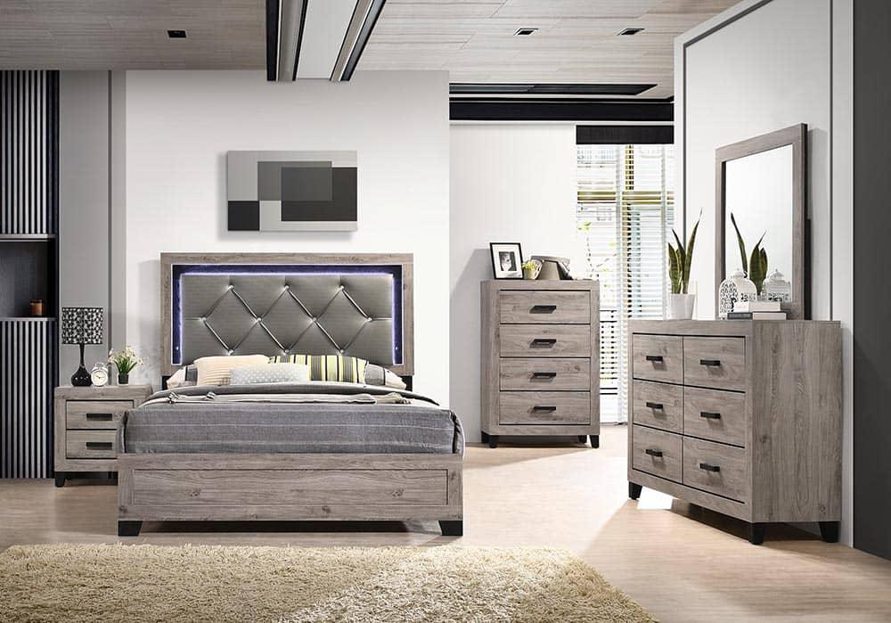B377 Twin Bed Frame-Dresser-Mirror