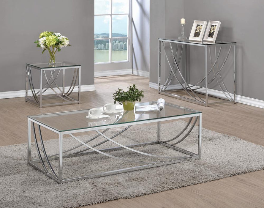 Lille Glass Top Square End Table Accents Chrome