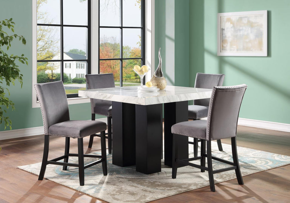D130 Counter Table With 4 Leather Chairs