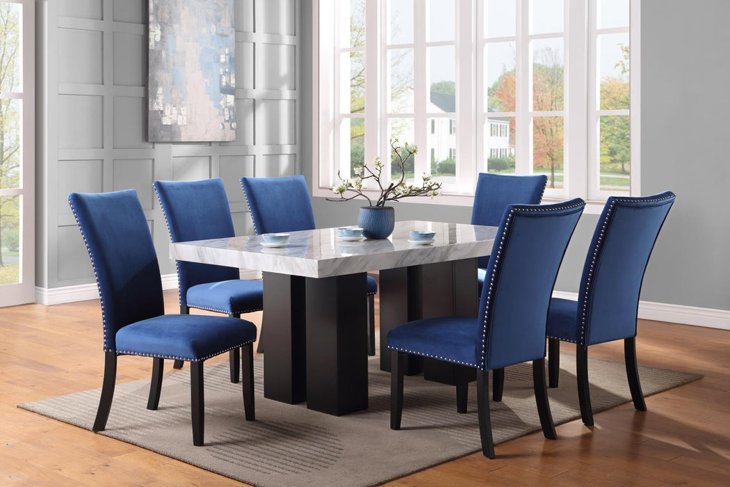D131 Dining Table With 6 Leather Chairs