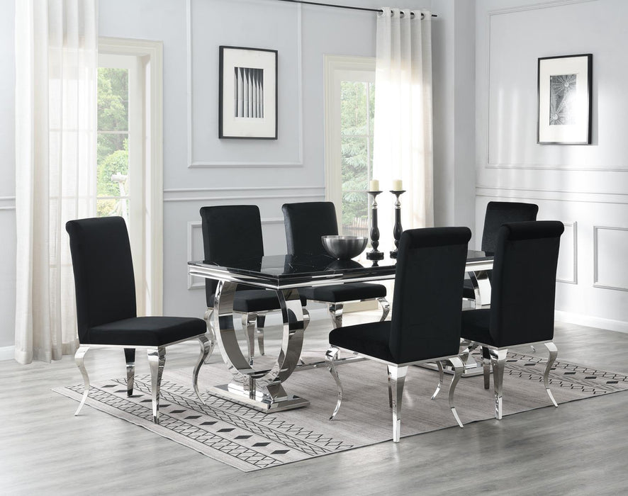 G-082-T-BLACK Dining Table-Black Marble