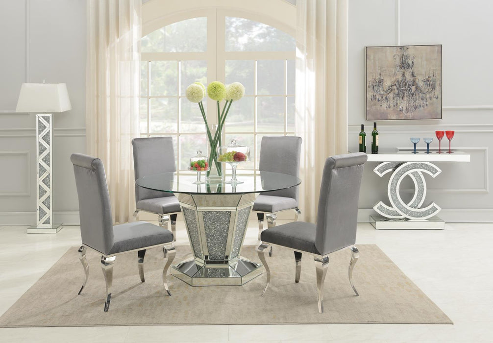 G-100 Glamour Dining Table-4 Black Leather Chairs