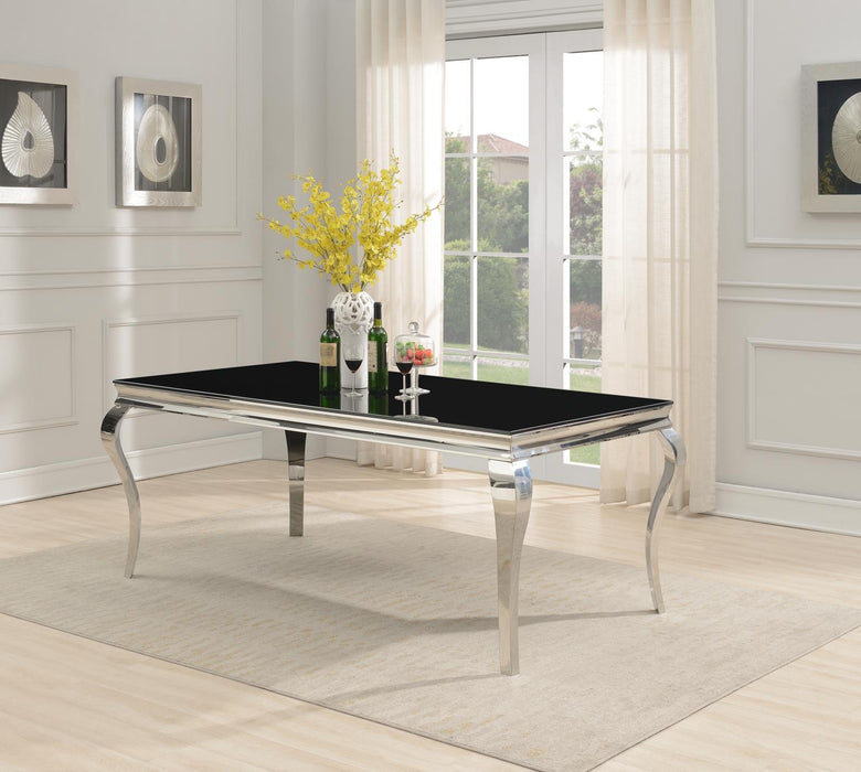 Glamour Dining Table & 6 Black Velvet Chairs