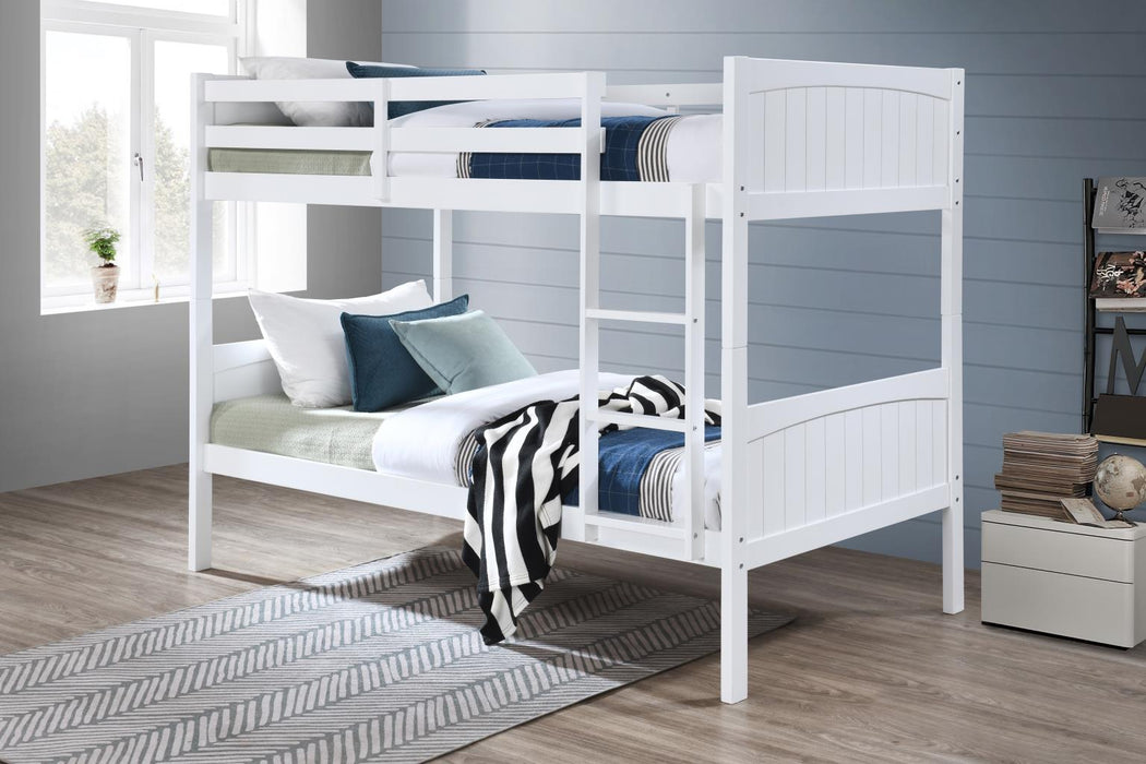 S102 White Twin-Twin Bunk Bed