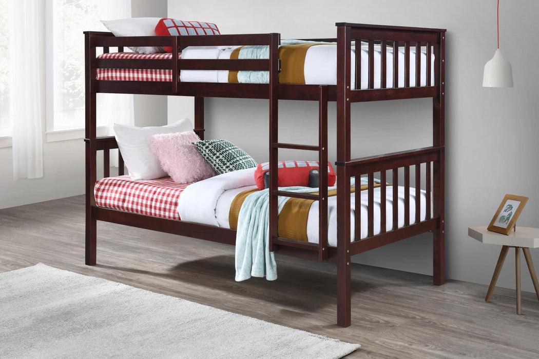 S104 Dark Brown Twin-Twin Bunk Bed