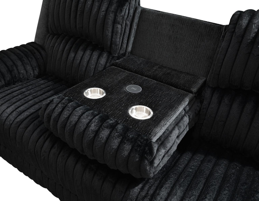 Black Corduroy Power Led Reclining Sofa