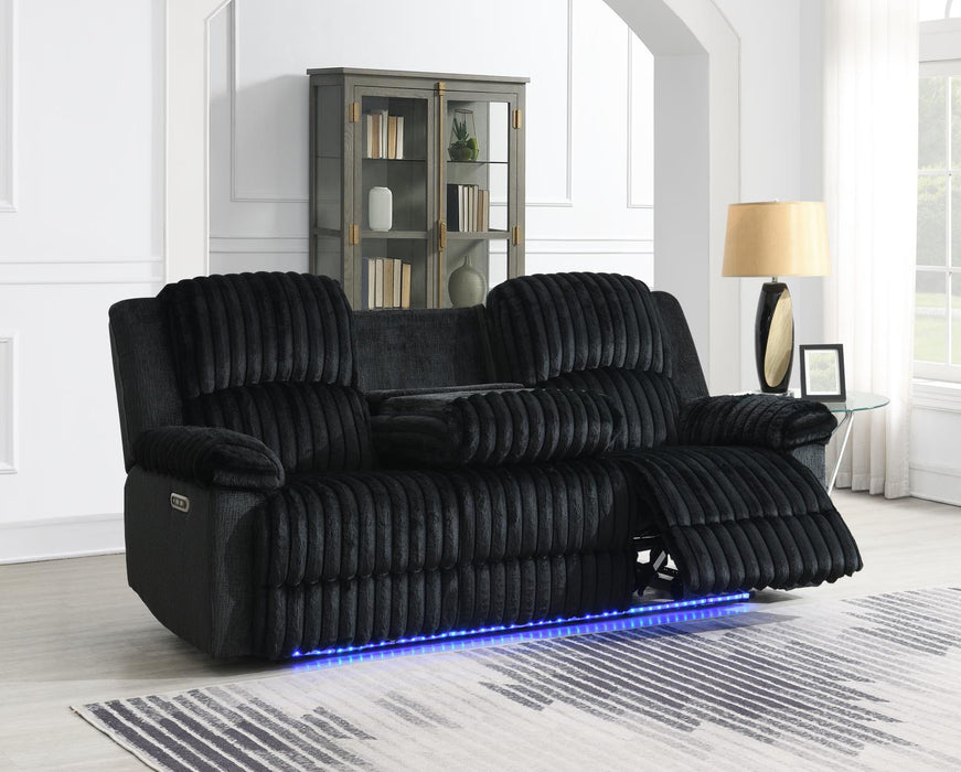 Black Corduroy Power Led Reclining Sofa