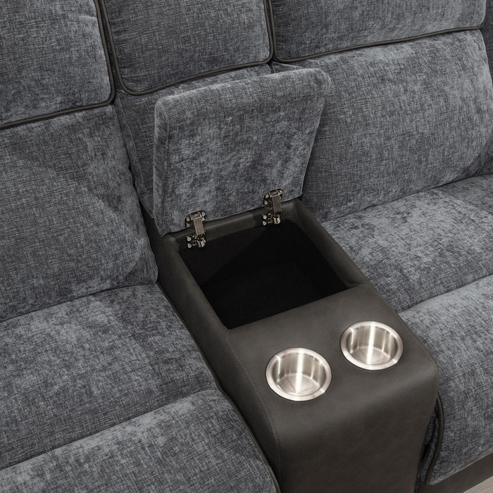 Gray Motion Sofa W/Drop Down Table