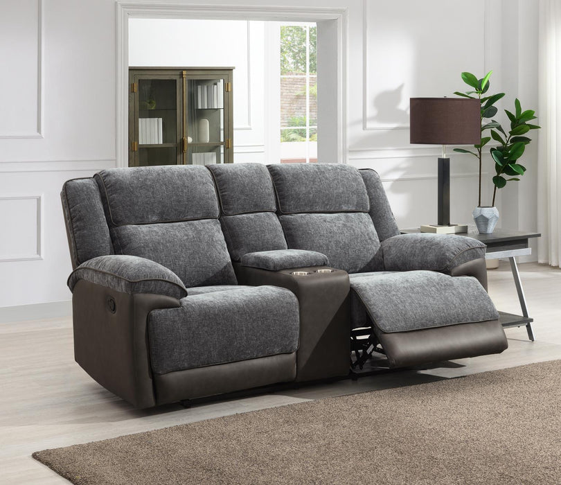 Gray Motion Sofa W/Drop Down Table
