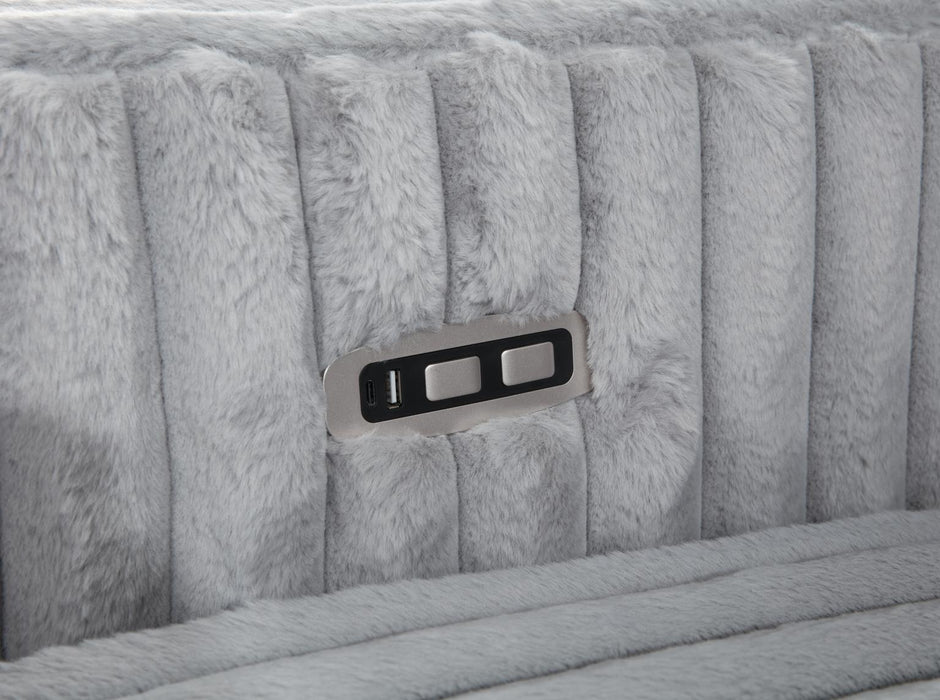 Gray Corduroy Power Reclining 4 Pc Sectional W/2 Wireless Charger