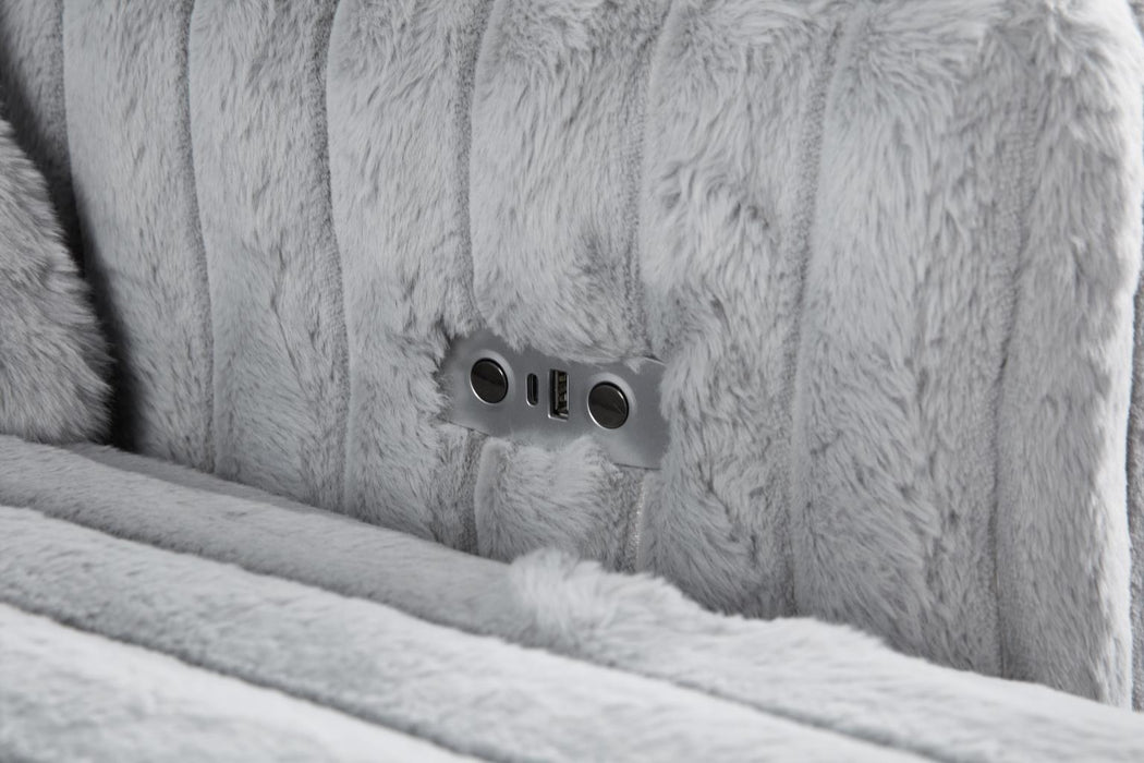 Gray Corduroy Power 4 Seater Sofa
