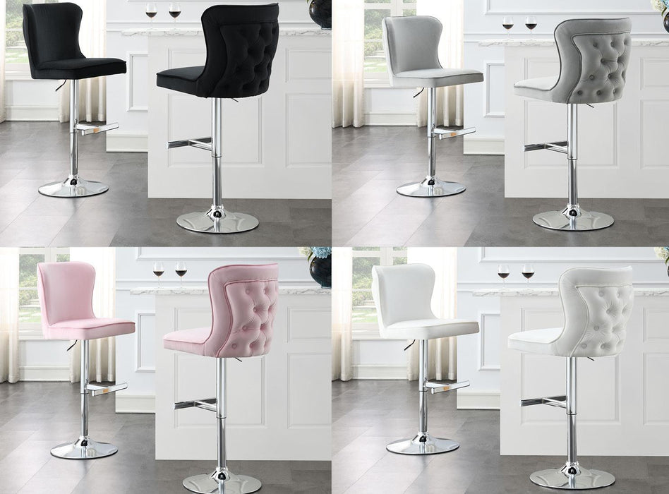 Amelia WHITE VELVET BAR STOOL - ST110-WHT